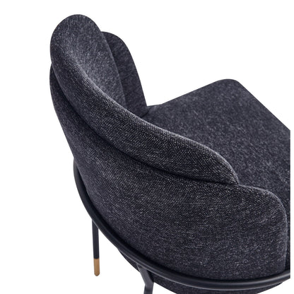 Flor Dining Chair by HouseOfZazla with dark gray twill upholstery; curved back, metal legs on Tampa Home & Garden Store