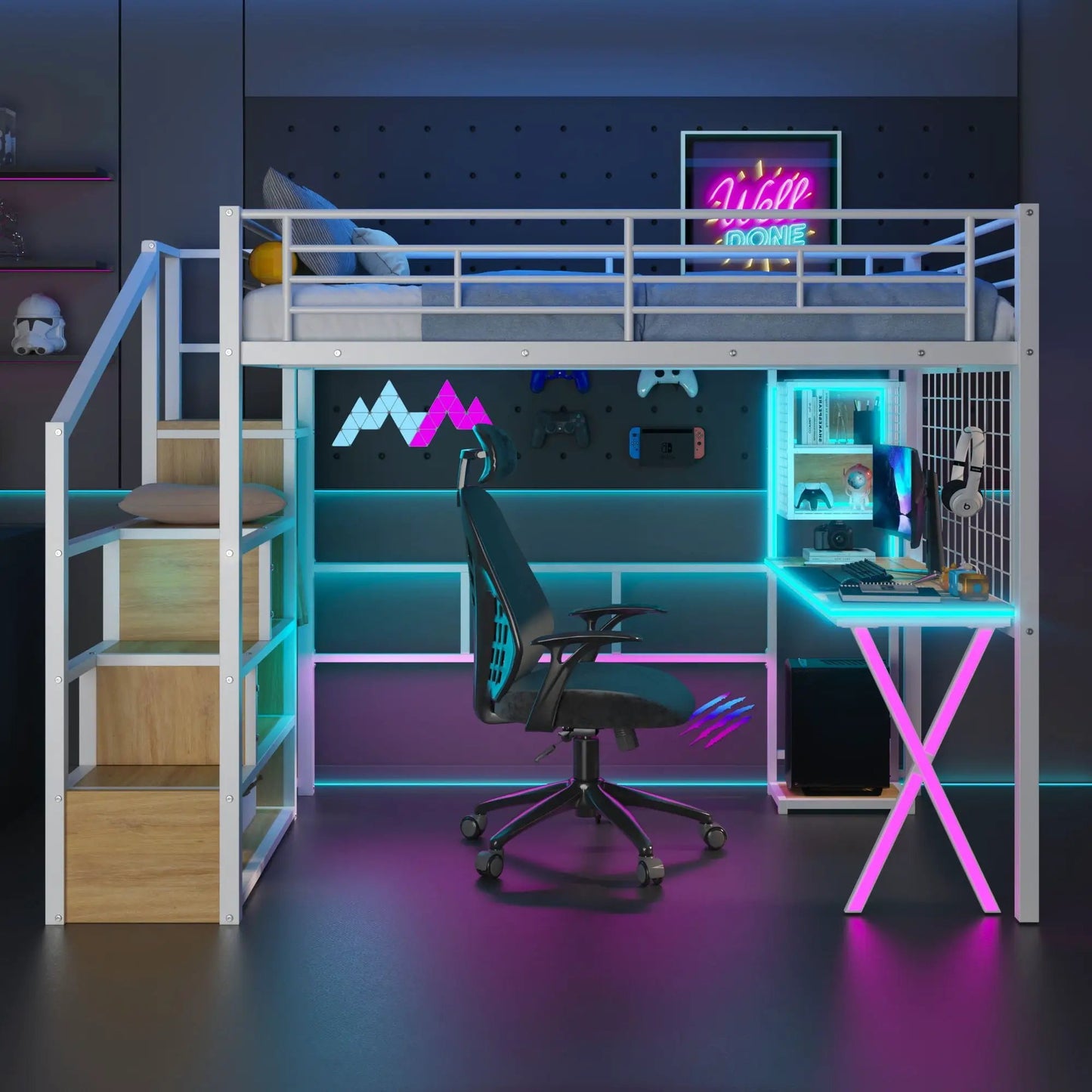 Loft Bed With Built In Workstation and Wardrobe