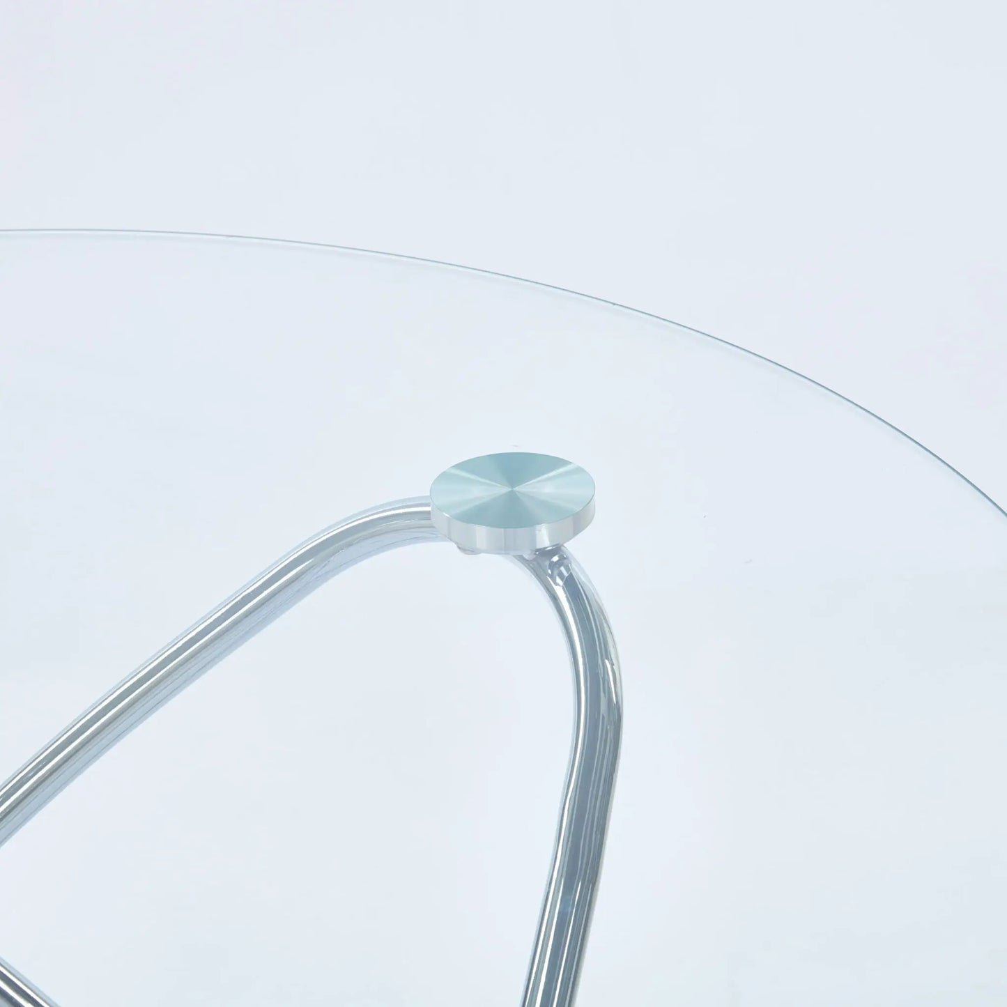 Metal Leg Dining Table with Tempered Glass Top
