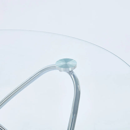 Metal Leg Dining Table with Tempered Glass Top