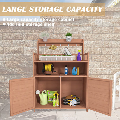 Solid Fir Potting Bench and Garden Tool Storage
