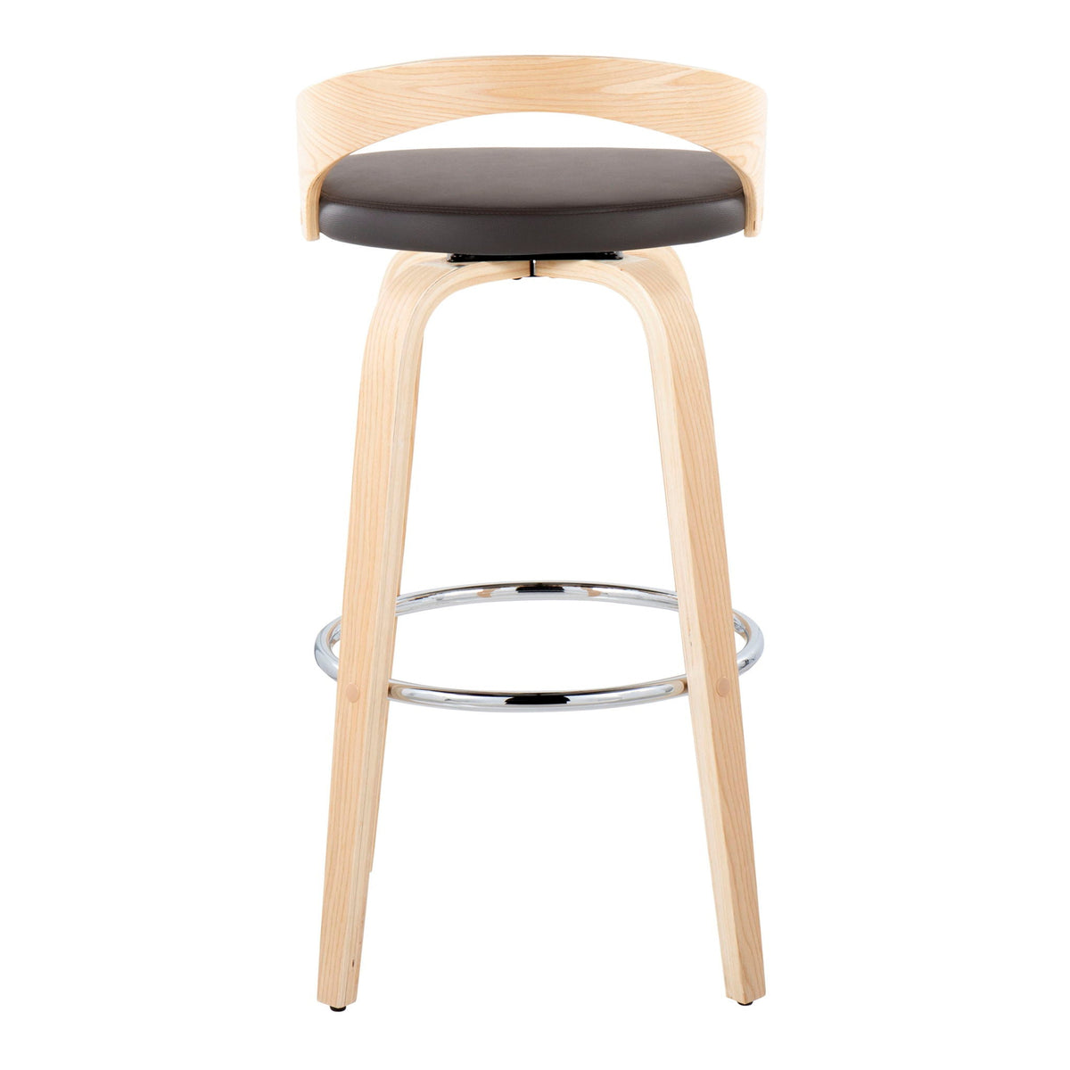 Barstool set fixed-height with swivel cushioned seat, light wood frame and chrome footring on Tampa Home & Garden Store