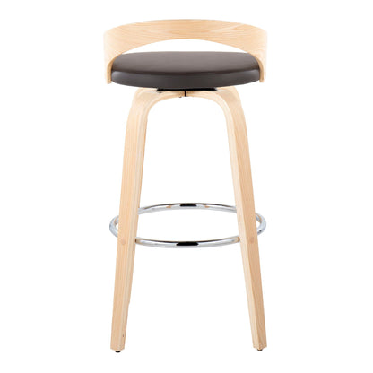 Barstool set fixed-height with swivel cushioned seat, light wood frame and chrome footring on Tampa Home & Garden Store