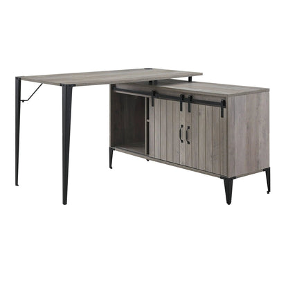 Zakwani wood writing desk corner desk with black metal legs Unique Piece Furniture on Tampa Home & Garden Store