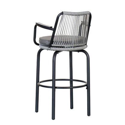 Outdoor Patio Bar Stools Set of 2 Woven Rattan