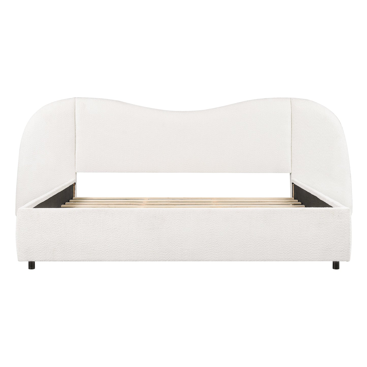 King Size Upholstered Bed with Boucle Headboard