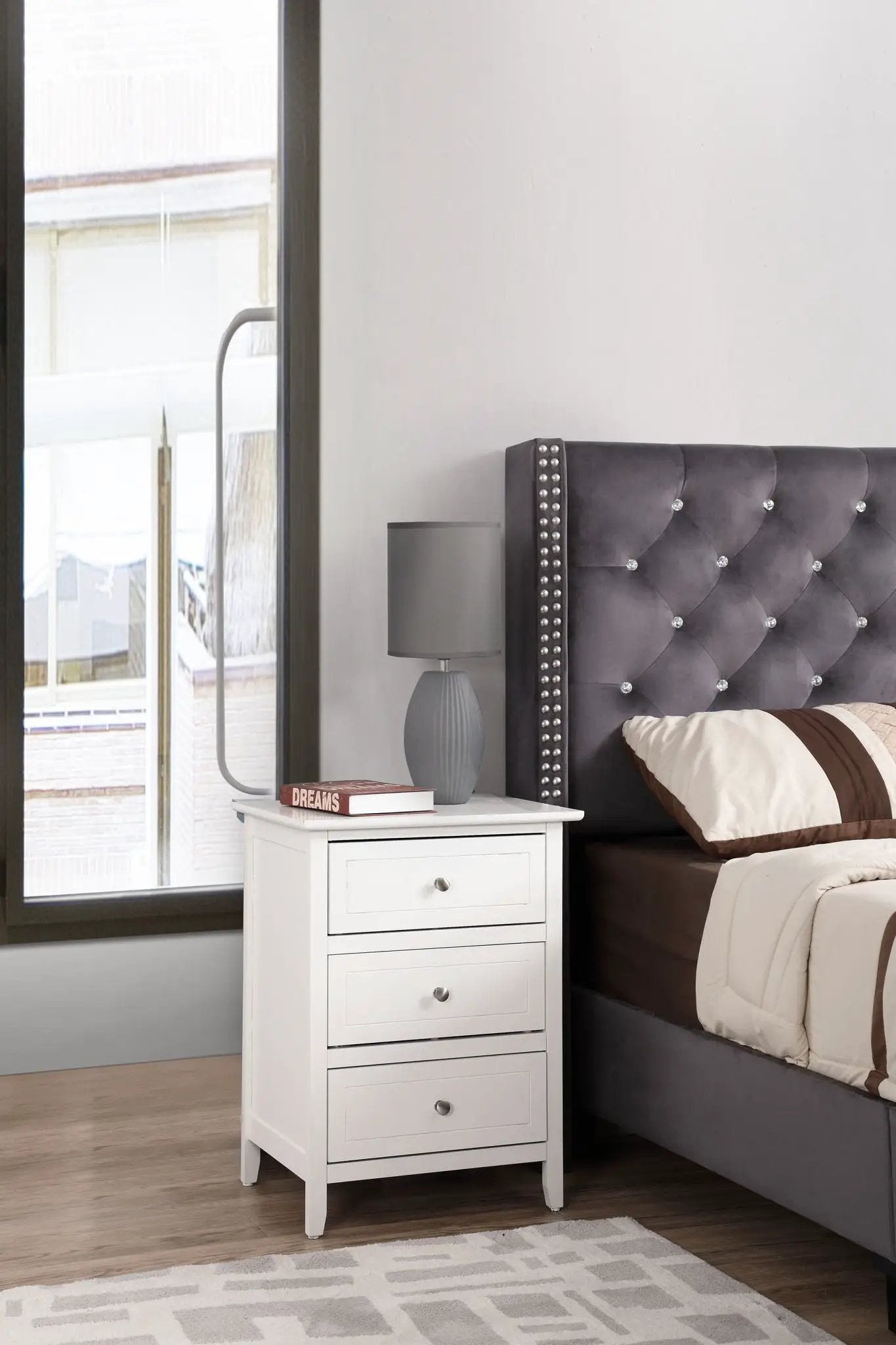 Daniel Nightstand With 3 Drawers In Wood Veneer