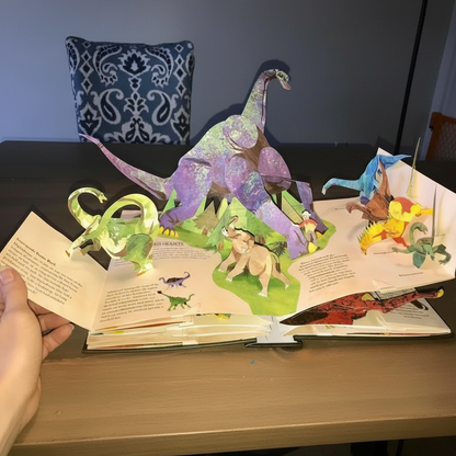 3D Dinosaur Pop-Up Book Moktan Sabai, colorful dinosaur pop-ups on illustrated pages on Tampa Home & Garden Store