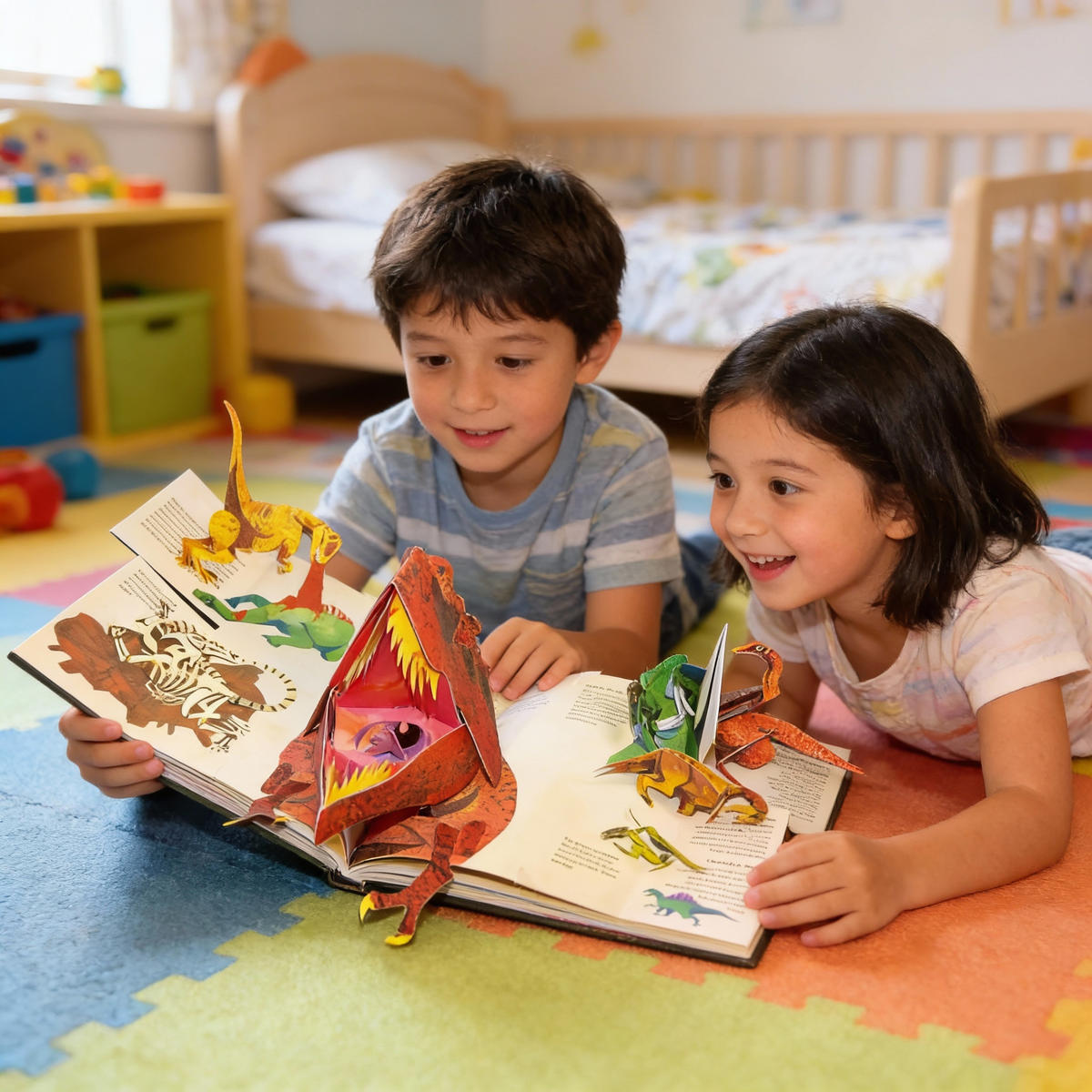 3D Dinosaur Pop-Up Book Moktan Sabai, colorful dinosaur pop-ups in a kid-friendly print book on Tampa Home & Garden Store