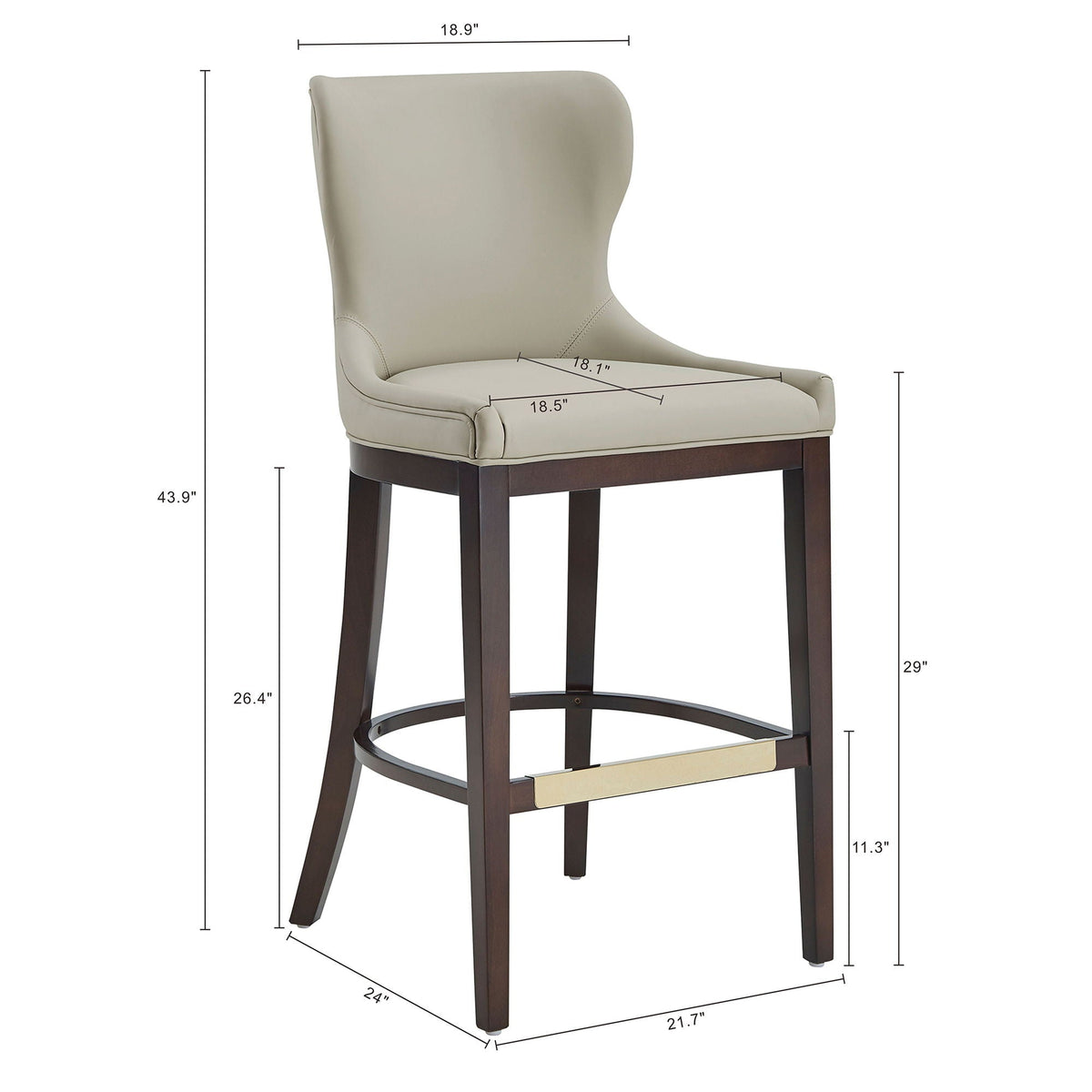 Bar height barstool with backrest cream faux leather, dark wood legs by HouseOfZazla on Tampa Home & Garden Store