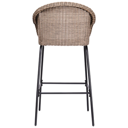 Ladd Outdoor Metal Wicker Barstools set of 2 with brown wicker and black metal legs on Tampa Home & Garden Store