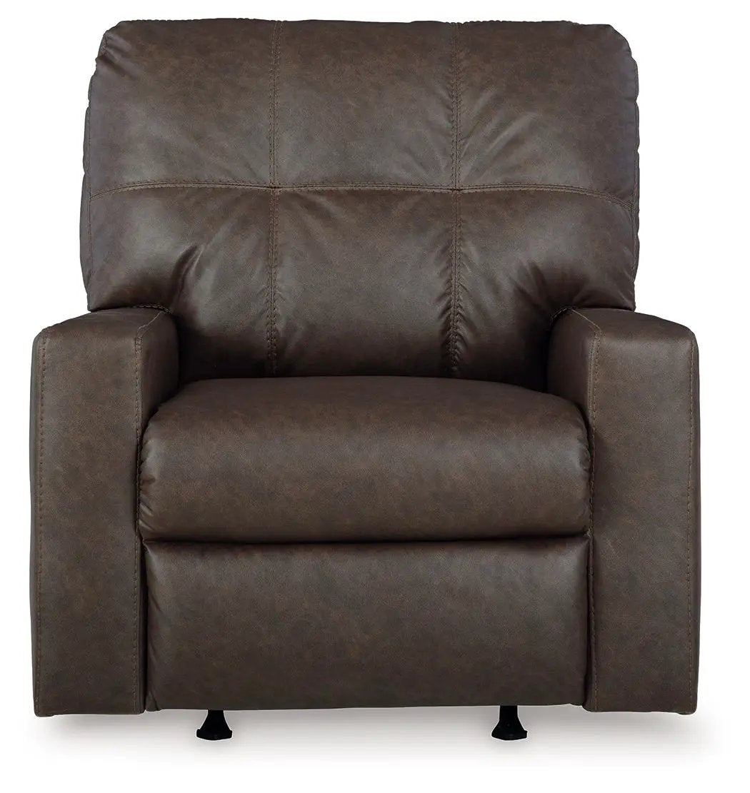 Barlin Mills rocker recliner in brown leather-look upholstery by Unique Piece Furniture on Tampa Home & Garden Store