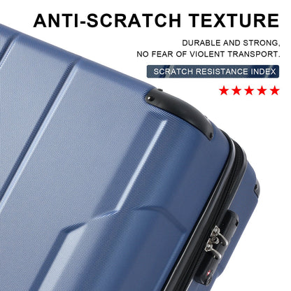 Hardshell Luggage Sets 3 Pcs Spinner Suitcase with TSA Lock Lightweight 20''24''28'' Blue + ABS