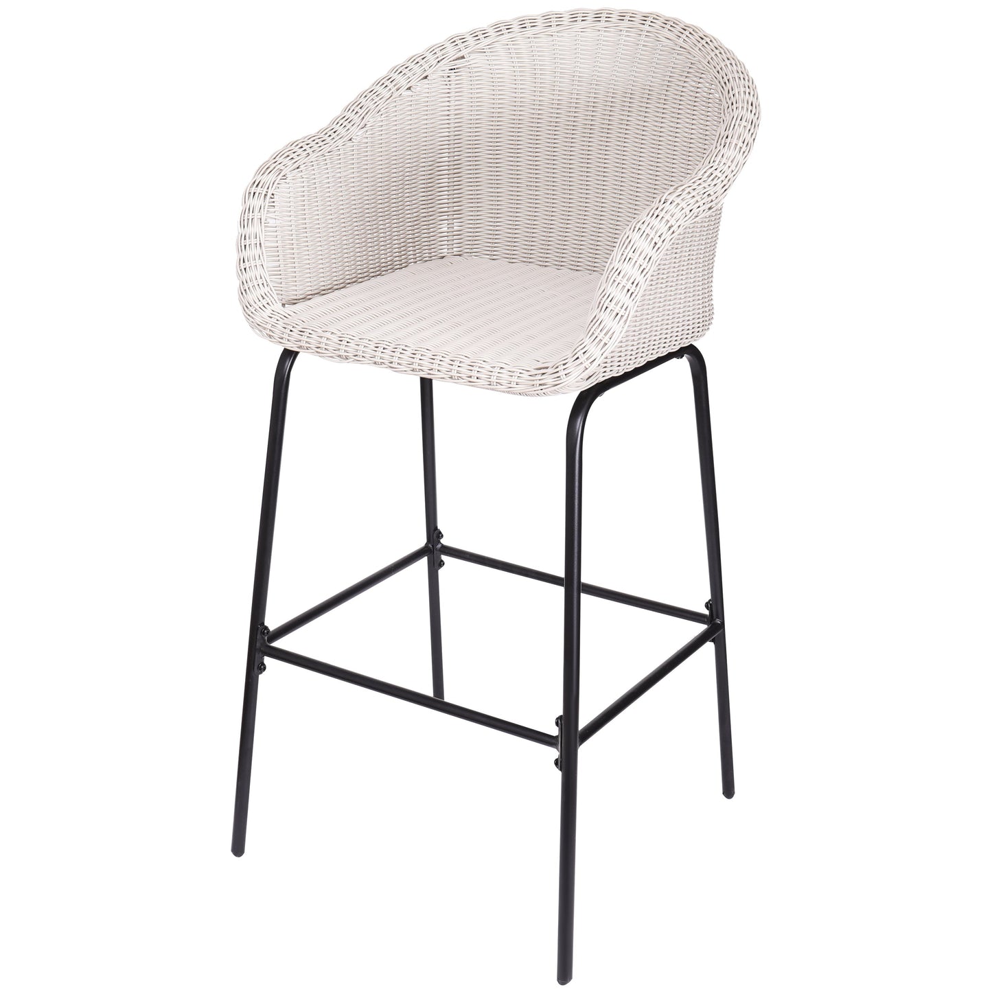 Ladd outdoor metal wicker barstools set of 2 in light gray with black legs by HouseOfZazla on Tampa Home & Garden Store