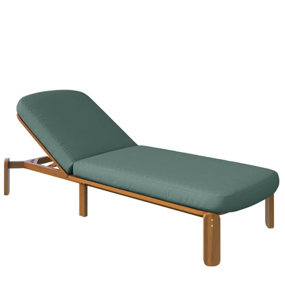 Outdoor chaise lounge by HouseOfZazla with adjustable backrest, green cushion and wooden frame on Tampa Home & Garden Store