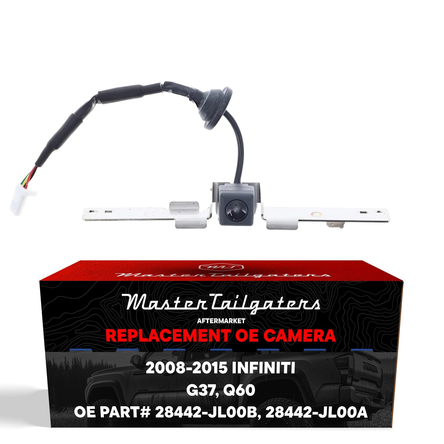 Master Tailgaters OE backup camera with black housing and wiring harness for Infiniti G37/Q60 on Tampa Home & Garden Store