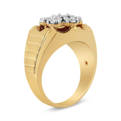 Men's ring, Bids.com, 14K yellow gold plated over silver, 1/3 Cttw floral diamond cluster on Tampa Home & Garden Store