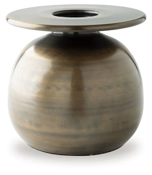Fedorleigh vase by Unique Piece Furniture, bronzed ceramic with rounded body and flat top disk on Tampa Home & Garden Store