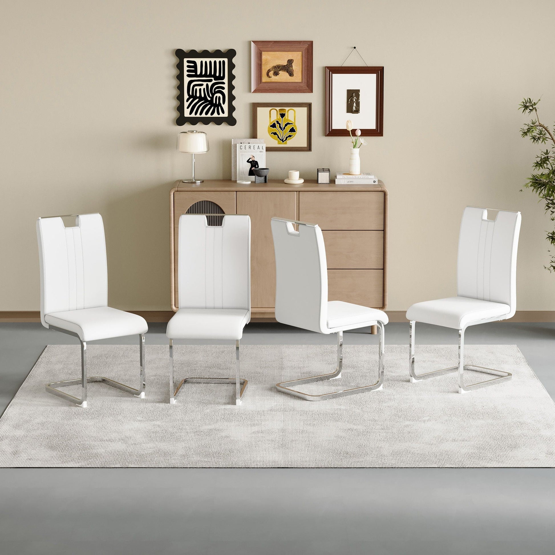 Bow Shaped Chairs HouseOfZazla, white ergonomic seats with non slip bases, set of 4 on Tampa Home & Garden Store
