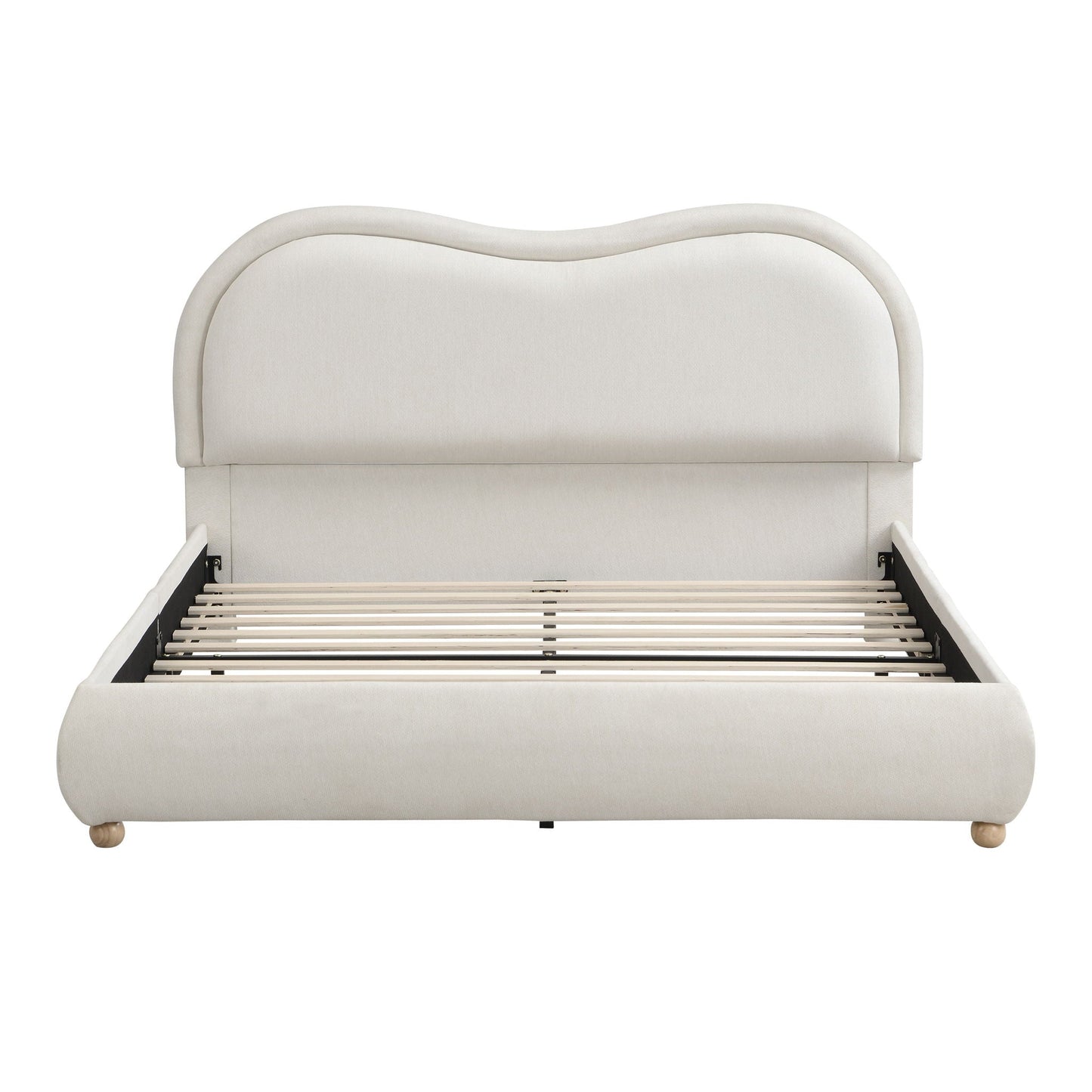Upholstered Platform Bed with Curved Headboard