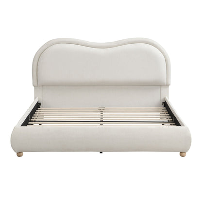 Upholstered Platform Bed with Curved Headboard
