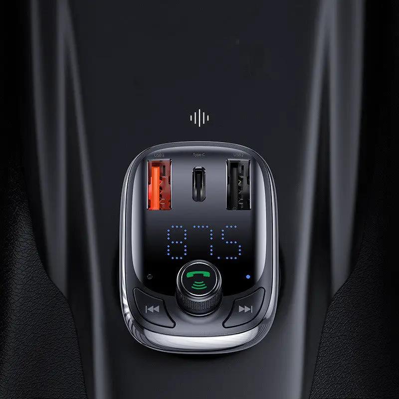 Car charger FLIPSTYLEZLLC with red USB-A and black USB-C ports, blue LED display and dial on Tampa Home & Garden Store