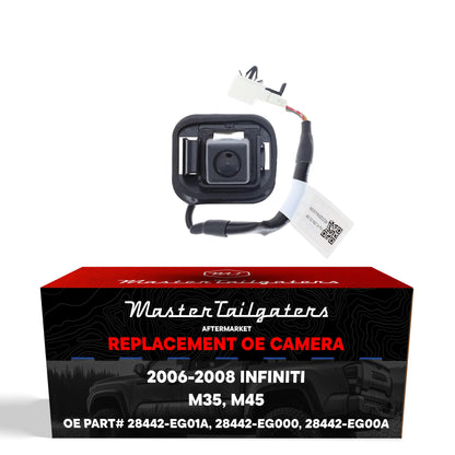 Infiniti M35/M45 OEM backup camera by Master Tailgaters with white connector and wiring on Tampa Home & Garden Store