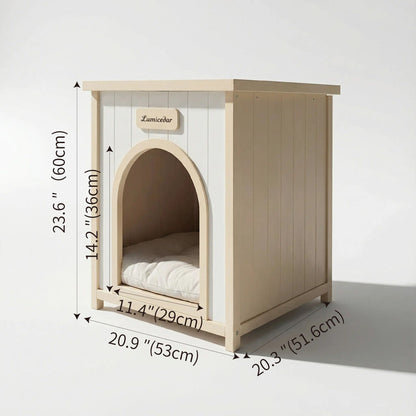 Indoor Dog House With Removable Cushion in Cream White / Light Yellow by HouseOfZazla on Tampa Home & Garden Store