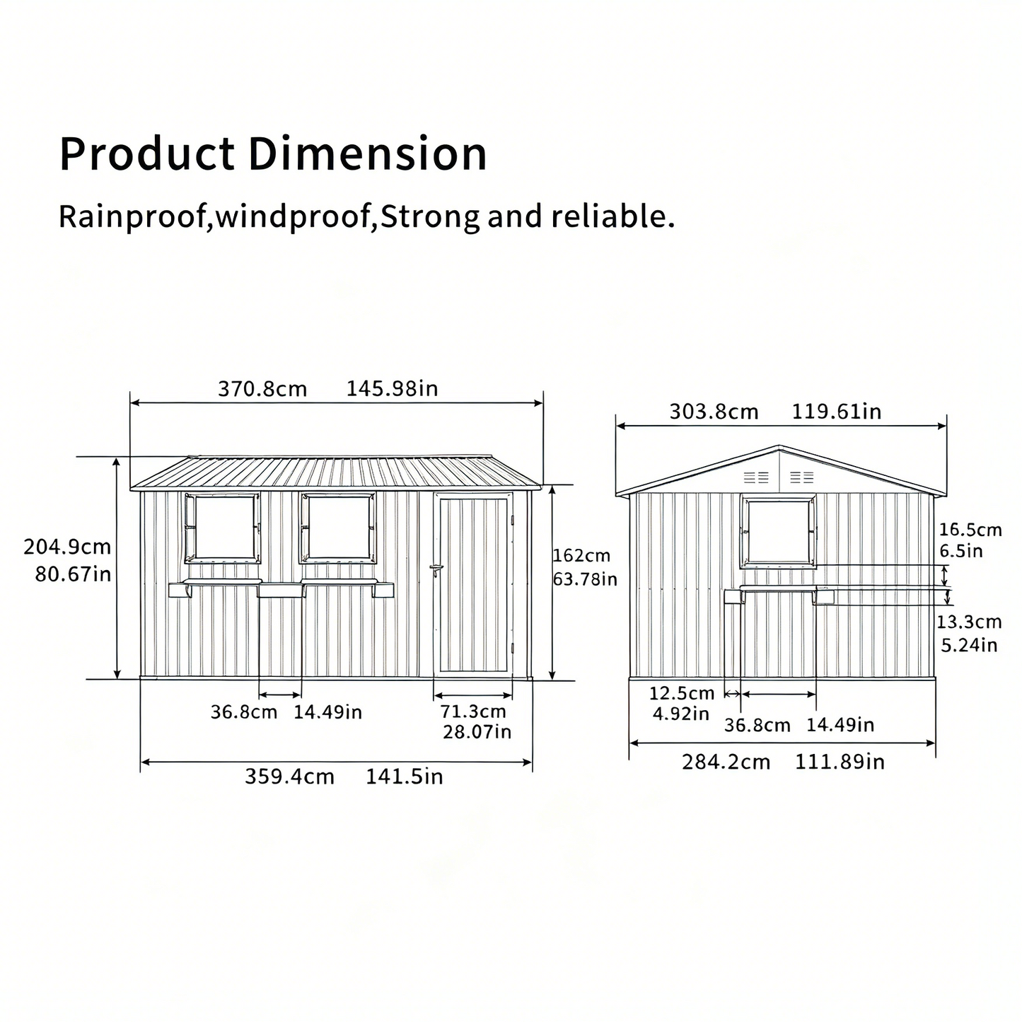 12x10 Ft Outdoor Metal Storage Shed with Windows