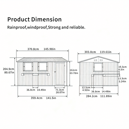 12x10 Ft Outdoor Metal Storage Shed with Windows