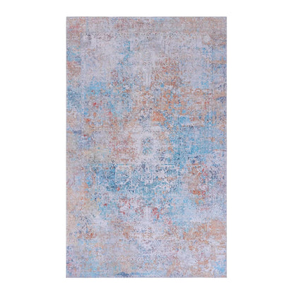 Maval washable area rug with blue, peach, gray abstract pattern by Unique Piece Furniture on Tampa Home & Garden Store