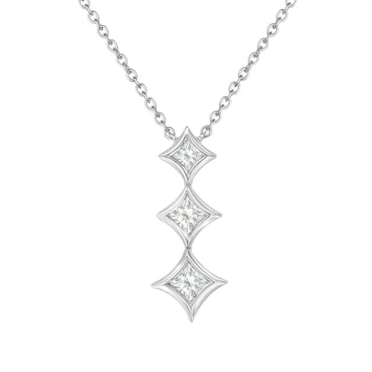 10K white gold 3-stone princess-cut diamond drop pendant necklace on 18in chain on Tampa Home & Garden Store