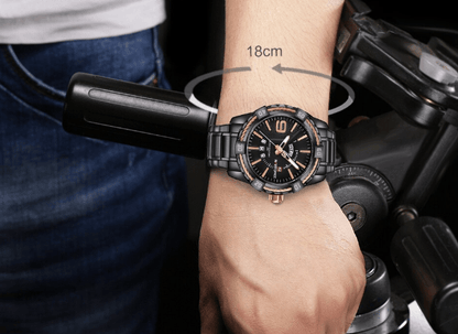 Stevvex men's luxury stainless steel watch with day/date display on 18cm wrist black dial on Tampa Home & Garden Store