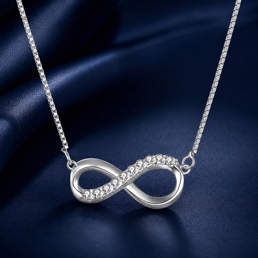Necklace 925 silver moissanite infinity pendant, 1.5mm stones, 400+50mm chain by Bids.com on Tampa Home & Garden Store