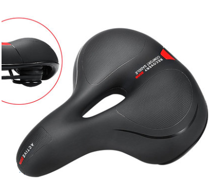 Unisex black rubber bike saddle from Stevvex with dual shock absorbing memory waterproof cushion on Tampa Home & Garden Store
