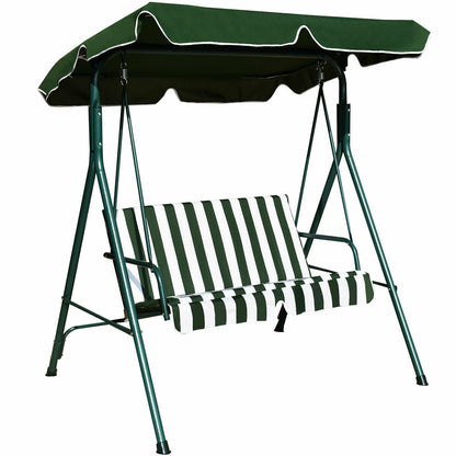 Loveseat Cushioned Patio Steel Frame Swing Glider -Black