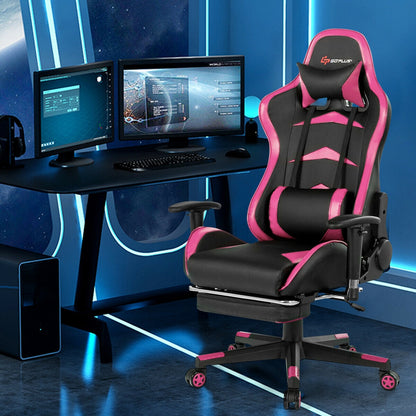 Sillón de masaje para videojuegos con reposapiés - rosa
