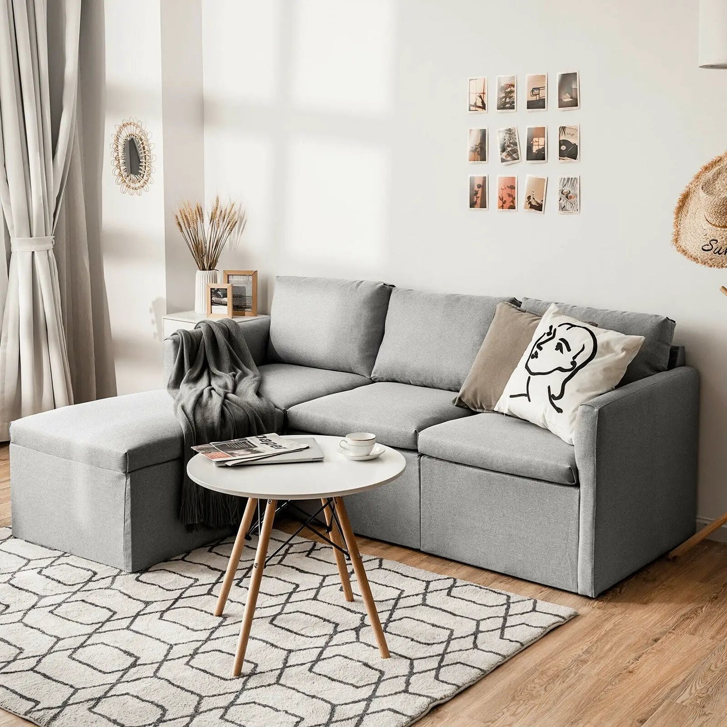 Convertible L-Shaped Sofa with Reversible Chaise