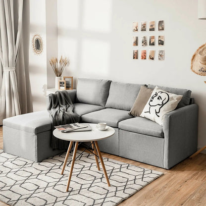 Convertible L-Shaped Sofa with Reversible Chaise