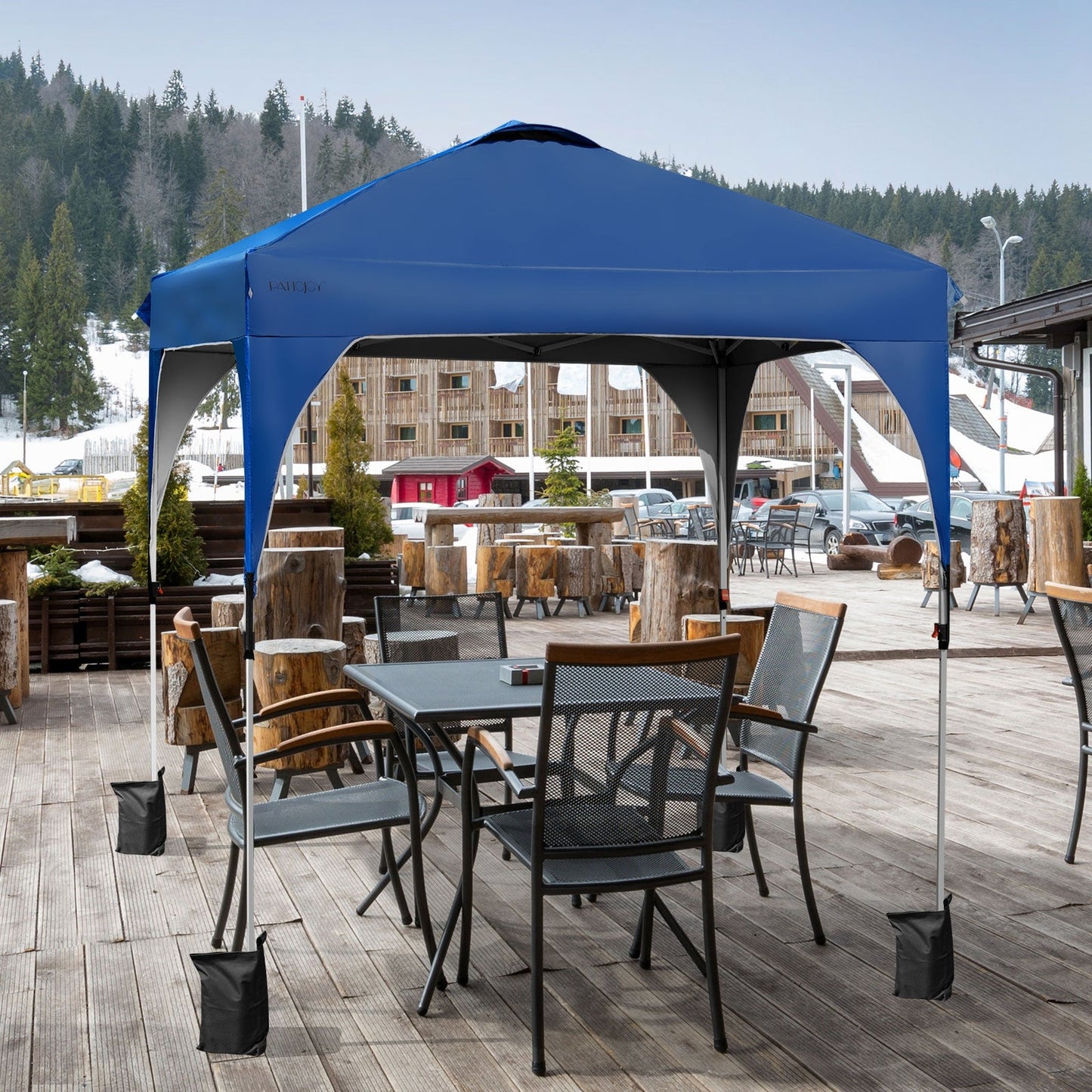 6.6 x 6.6 Feet Outdoor Pop Up Height Adjustable Canopy Tent with Roller Bag-Blue