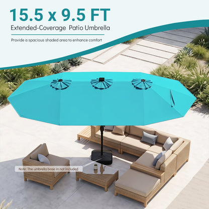 DirectDeals 15.5 ft turquoise patio umbrella with crank and solar LED lights on Tampa Home & Garden Store