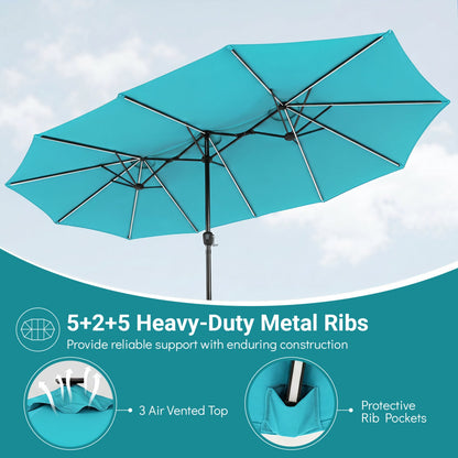 Patio Umbrella turquoise canopy with crank and heavy-duty metal ribs DirectDeals 15.5 ft on Tampa Home & Garden Store