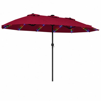 DirectDeals 15.5 ft patio umbrella red canopy with solar LED lights and crank on Tampa Home & Garden Store