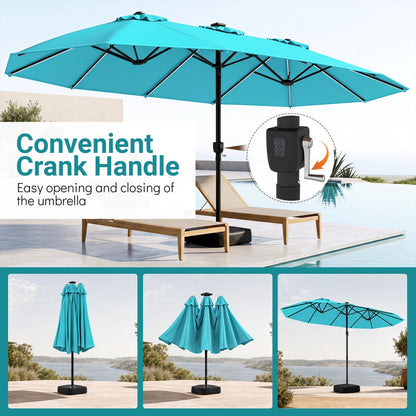 15.5 ft turquoise patio umbrella with solar LED lights and crank handle DirectDeals on Tampa Home & Garden Store