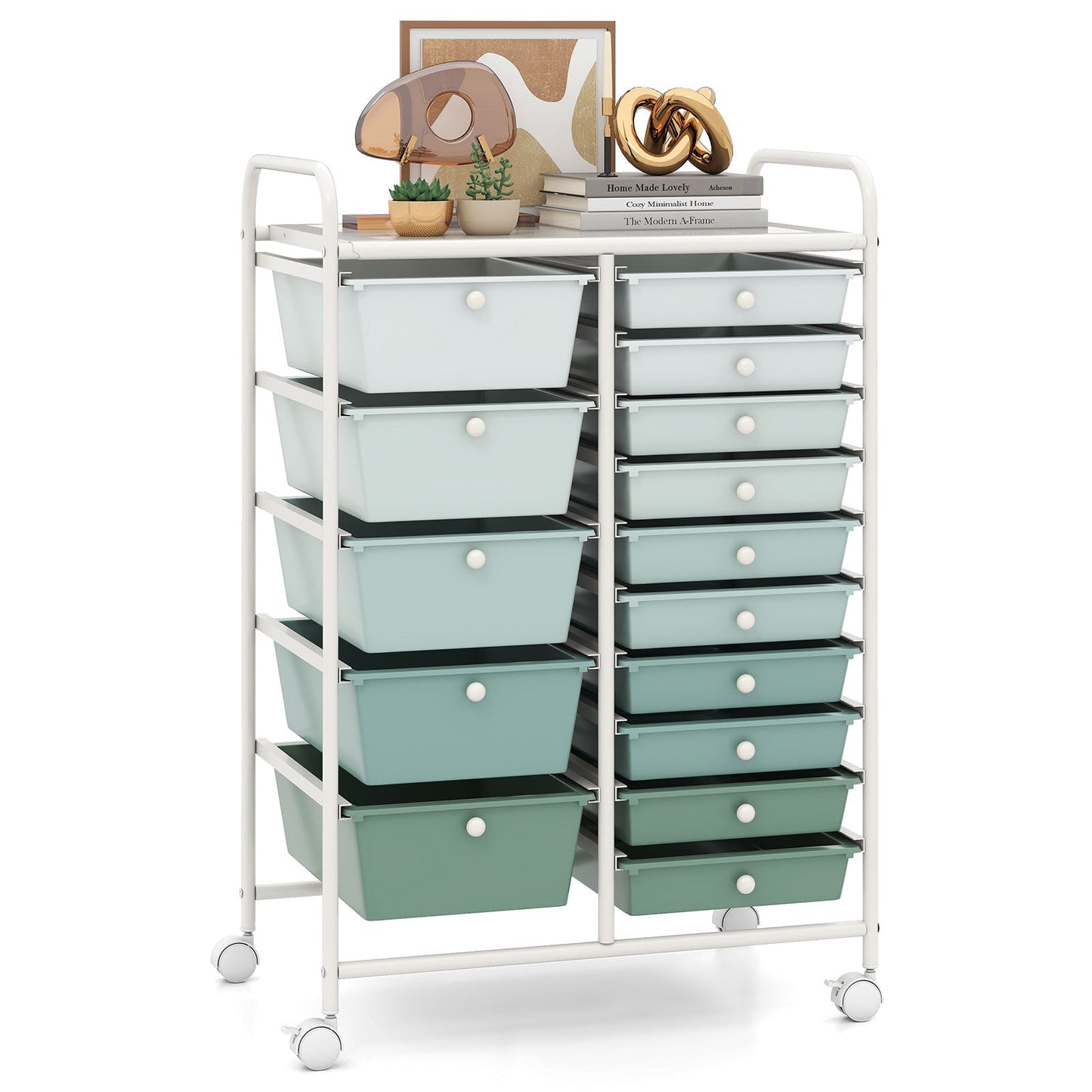 15-Drawer Utility Rolling Organizer Cart Multi-Use Storage-Black