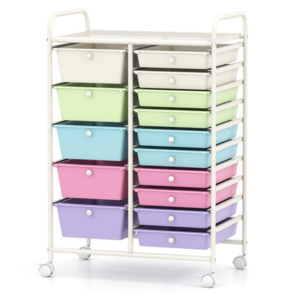 15-Drawer Utility Rolling Organizer Cart Multi-Use Storage-Black