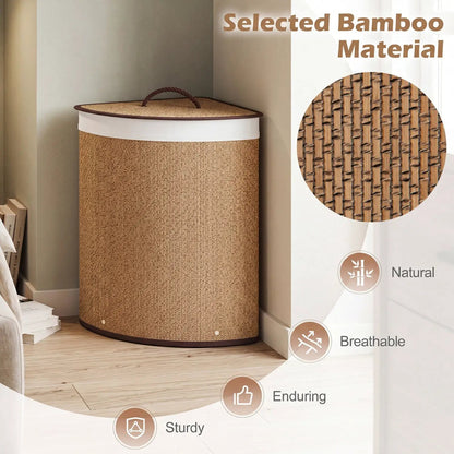 Bamboo Laundry Hamper 15 Gallon with Liner