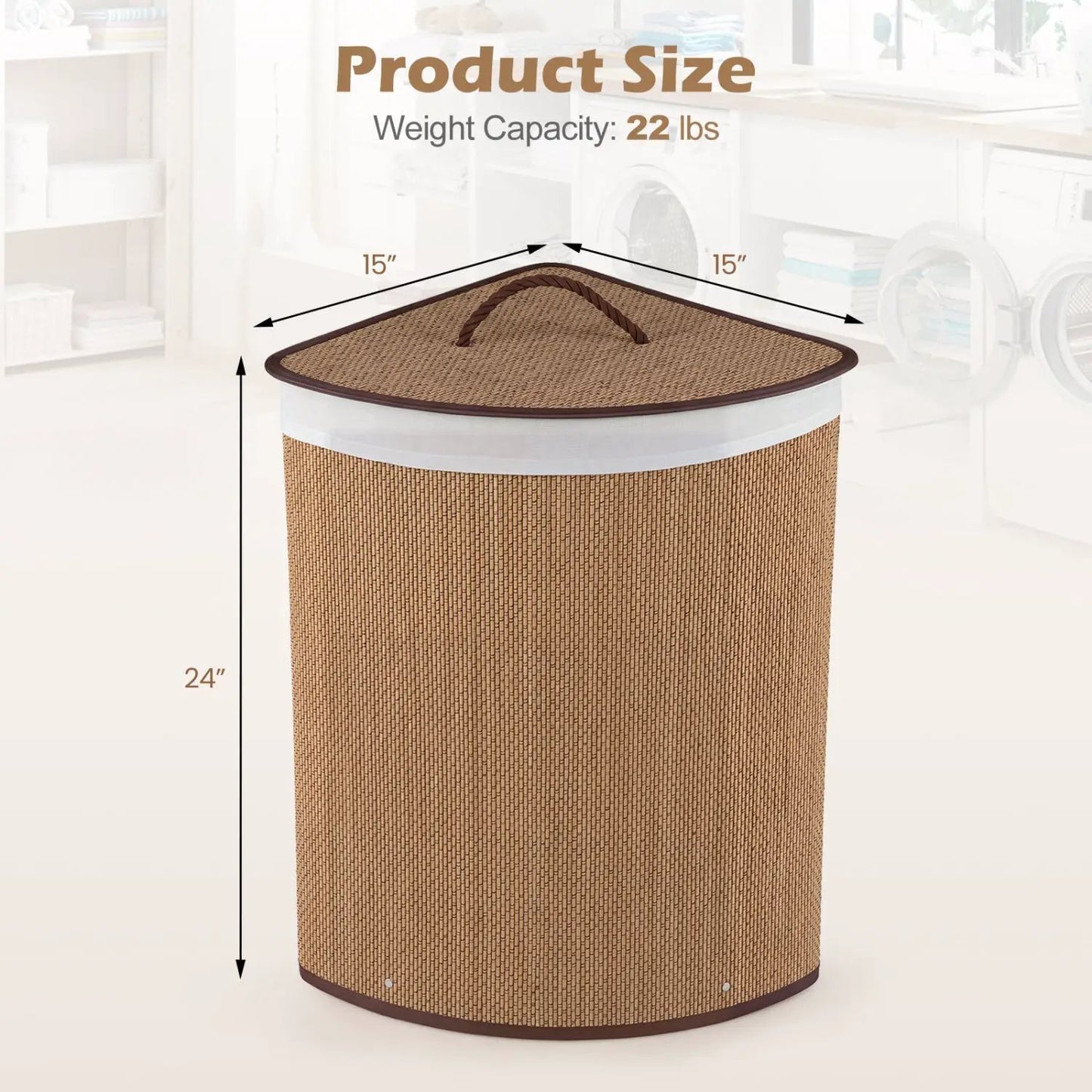 Bamboo Laundry Hamper 15 Gallon with Liner