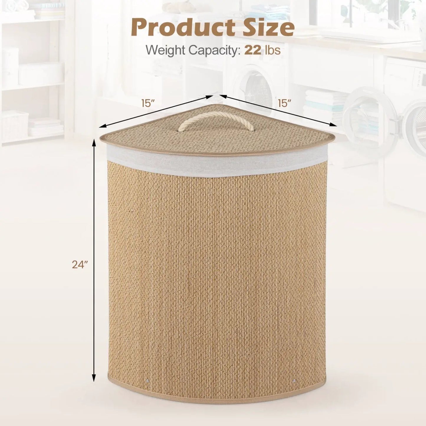Bamboo Laundry Hamper 15 Gallon with Liner