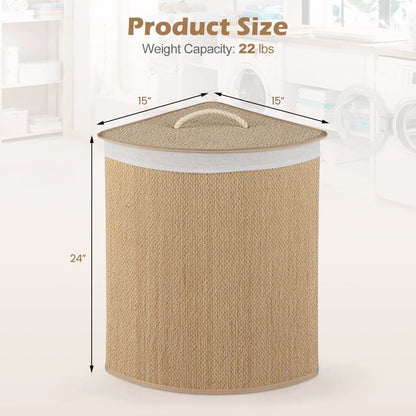 Bamboo Laundry Hamper 15 Gallon with Liner